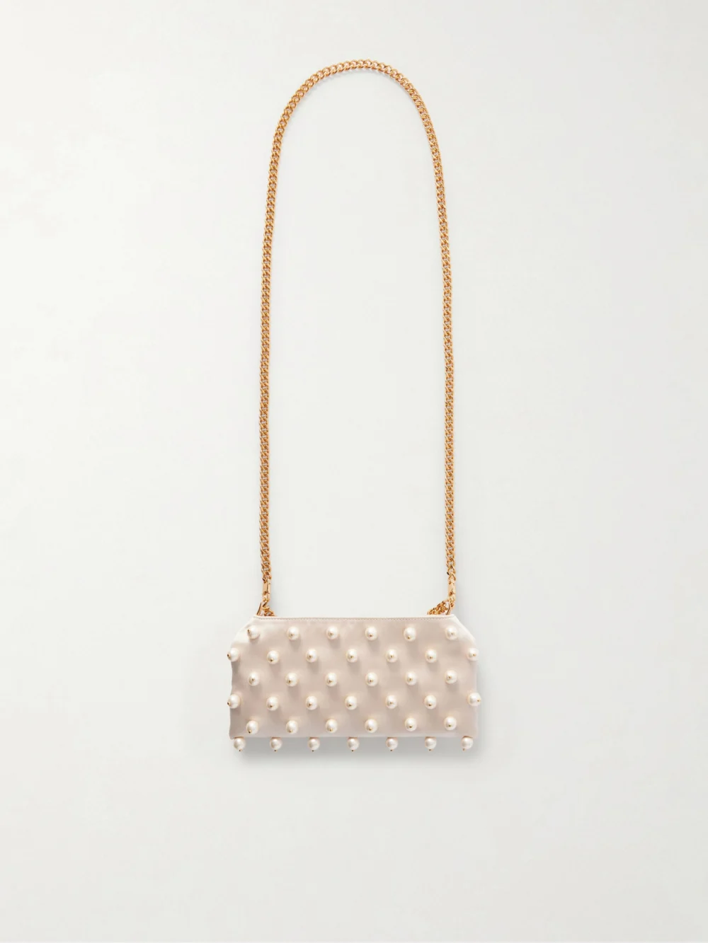 Back view of the Stella McCartney Falabella Mini Embellished Satin Shoulder Bag
