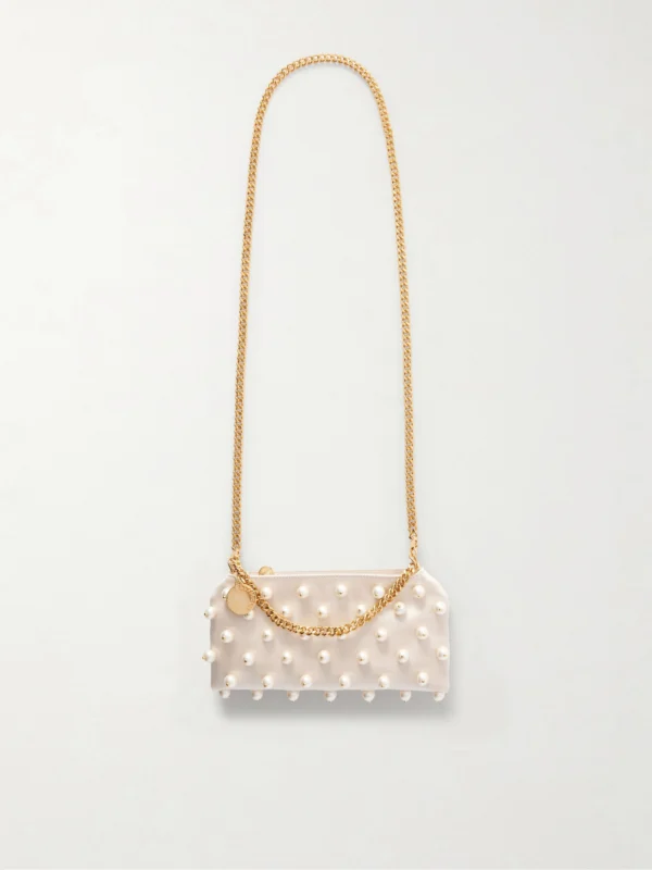 Stella McCartney Falabella Mini Embellished Satin Shoulder Bag