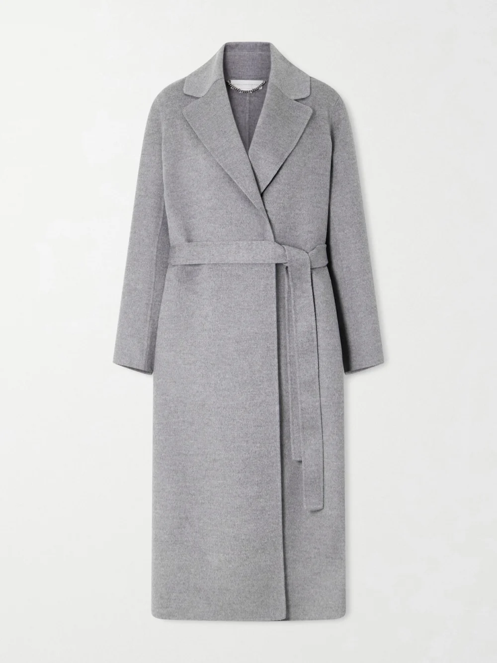 Stella McCartney Iconic Stella Belted Wool Coat in gray