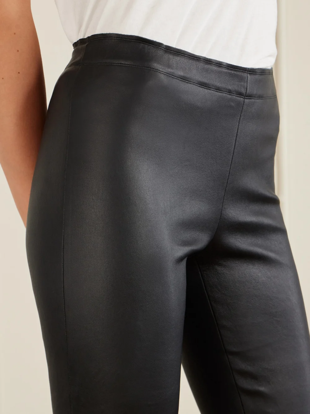 Close-up detail of the Stouls Carolyn Leather Leggings