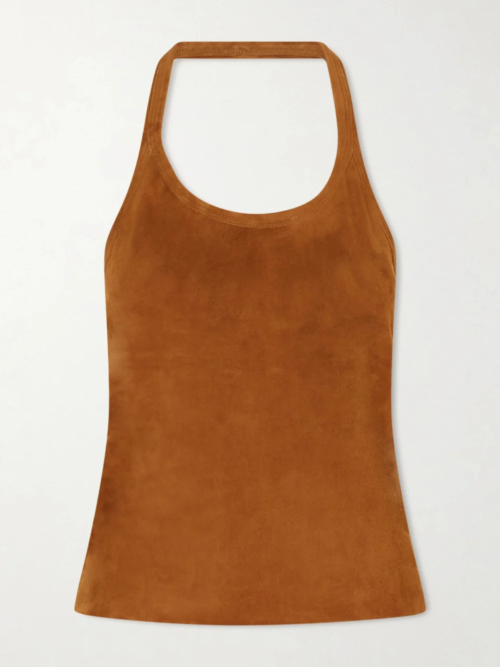 Stouls Cherry Open-back Suede Halterneck Tank in camel