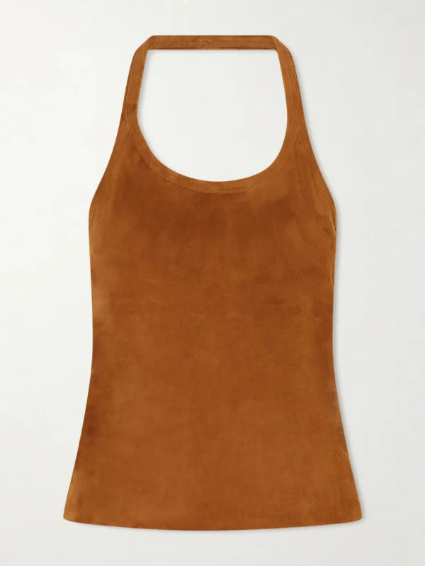 Stouls Cherry Open-back Suede Halterneck Tank