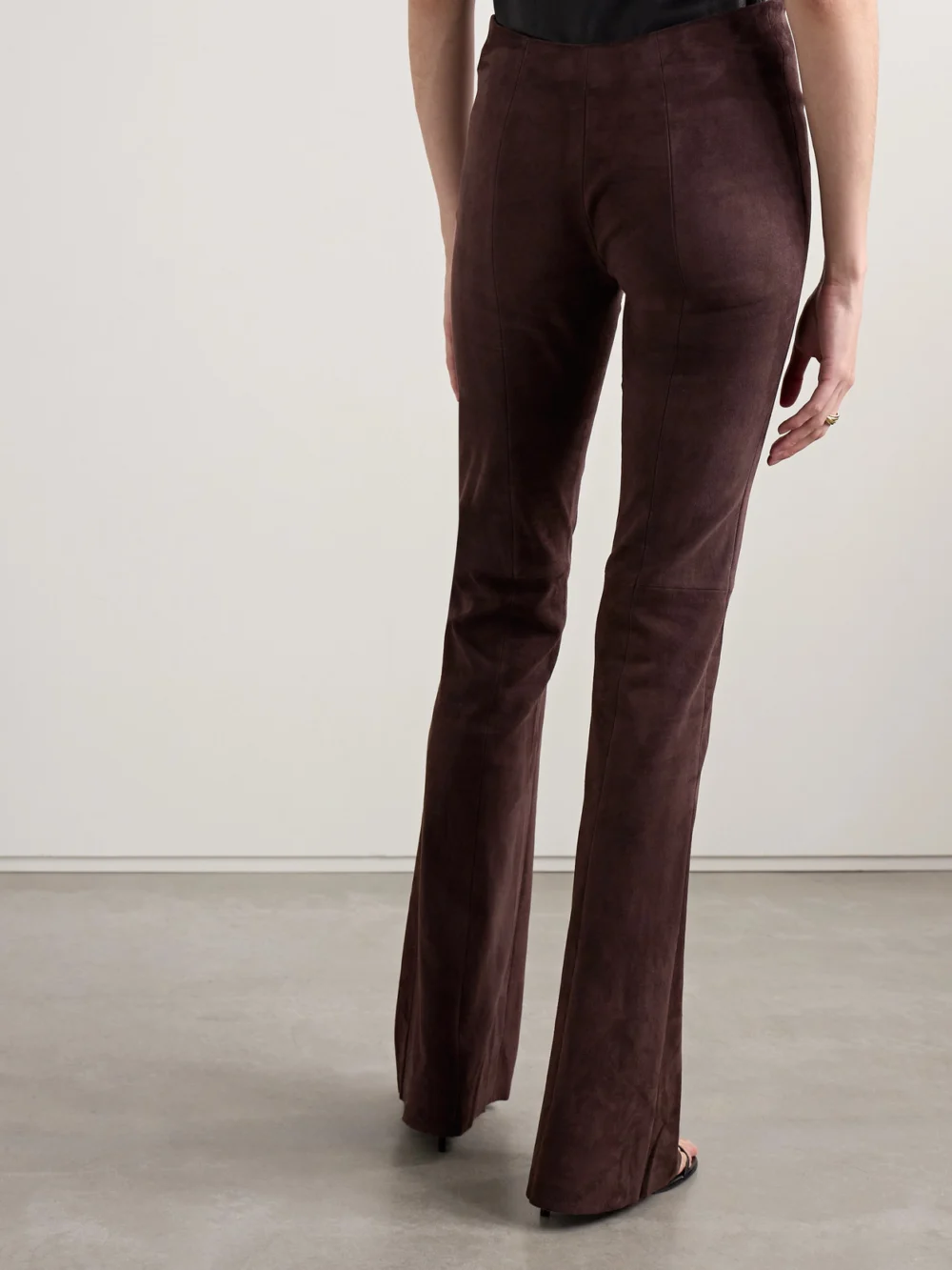 Back view of the Stouls Gégé Suede Flared Pants