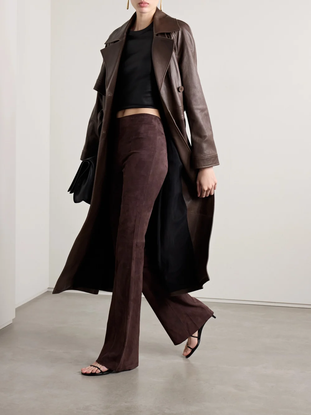 Stouls Gégé Suede Flared Pants, worn by a model