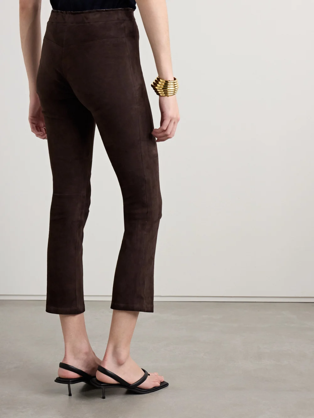 Back view of the Stouls Jp Twenty Cropped Suede Flared Leggings