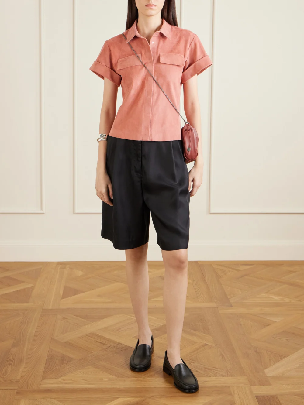 Stouls Miller Suede Shirt, worn by a model