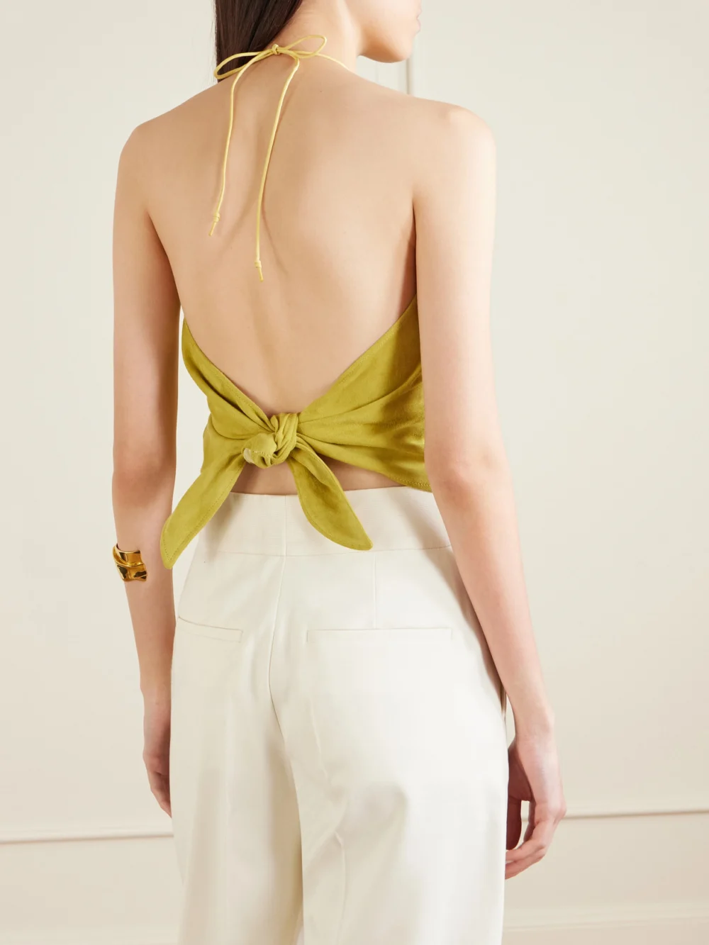 Back view of the Stouls Rosie Suede Halterneck Top