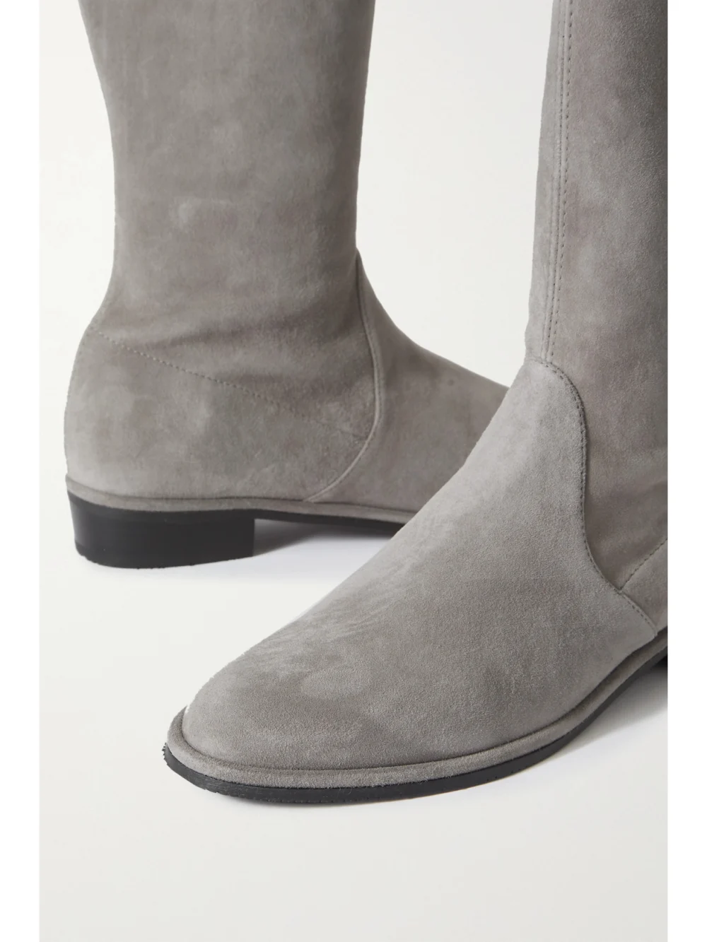 Close-up detail of the Stuart Weitzman Lowland Suede Over-the-knee Boots