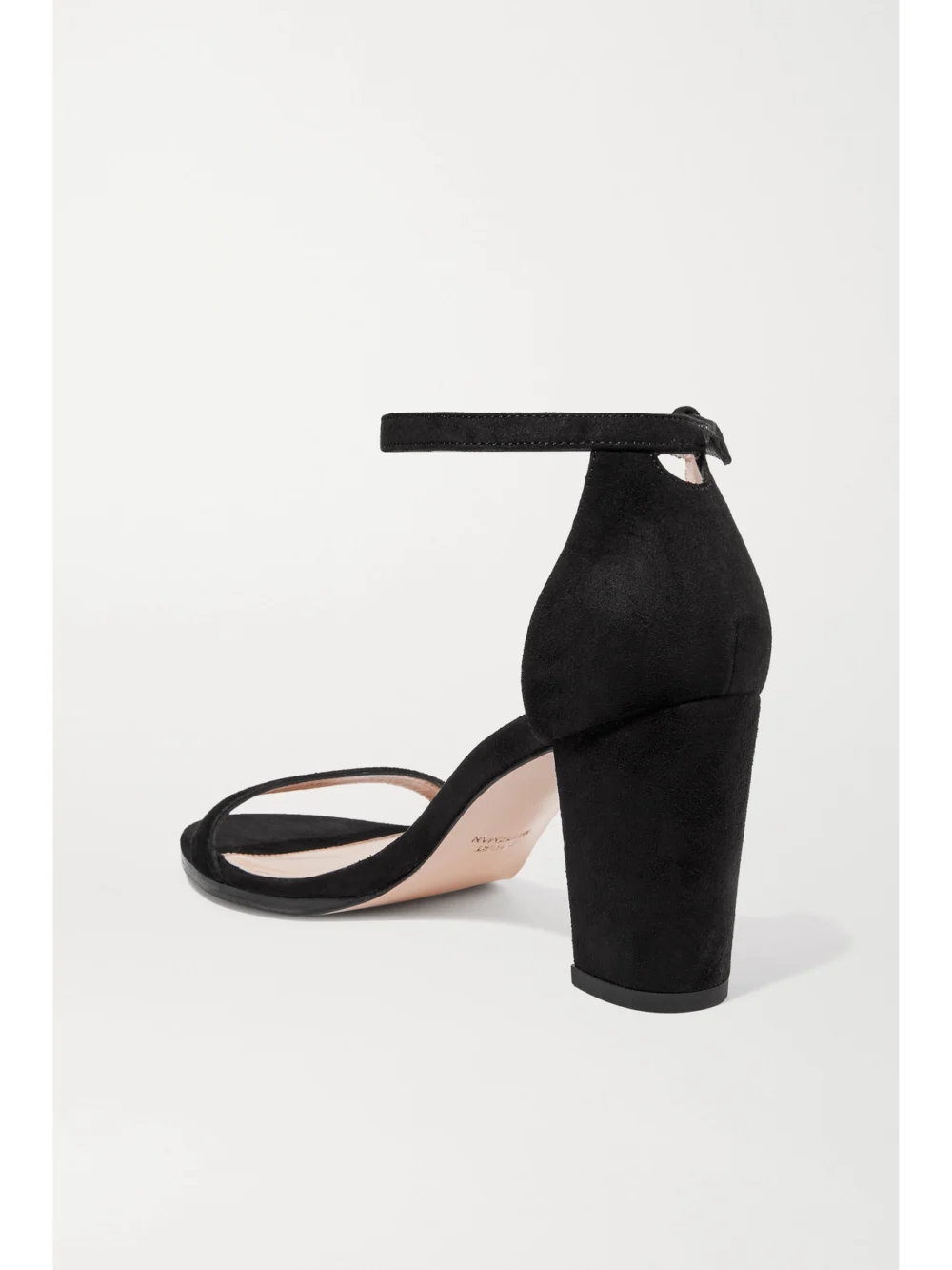 Back view of the Stuart Weitzman Nearlynude Suede Sandals