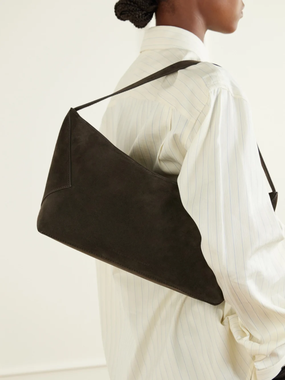 Studio Nicholson Hagu Suede Shoulder Bag, styled view