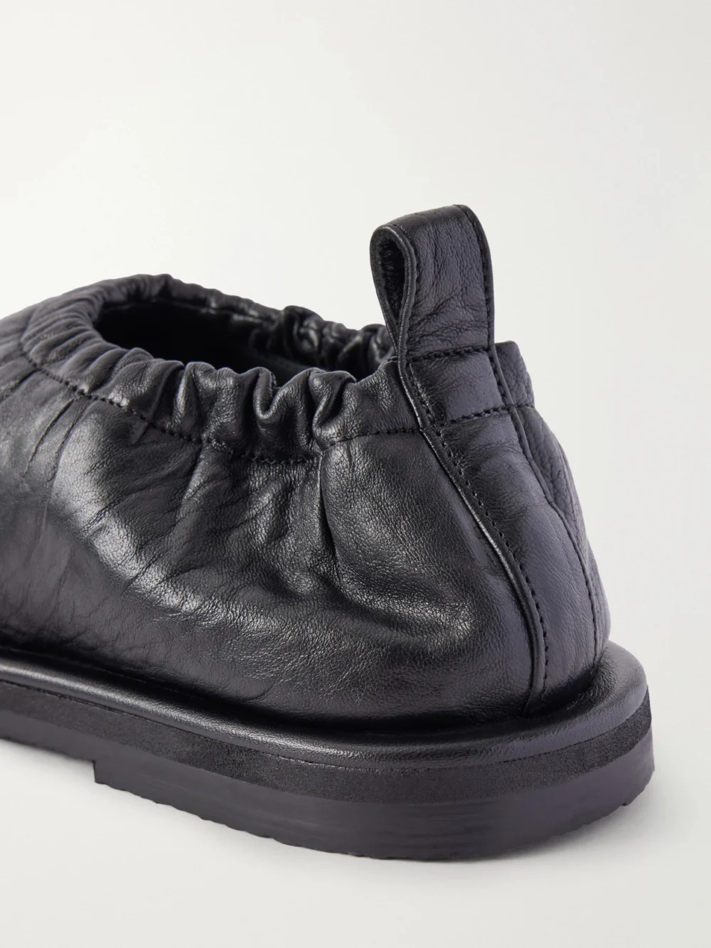 Close-up detail of the Studio Nicholson Korine Crinkled Leather Loafers