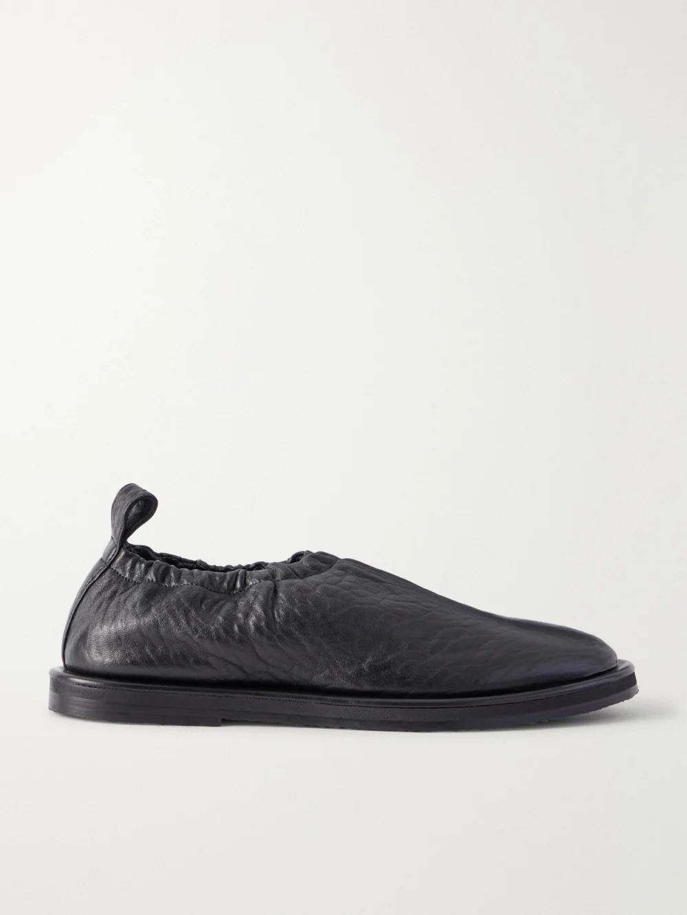 Studio Nicholson Korine Crinkled Leather Loafers in black