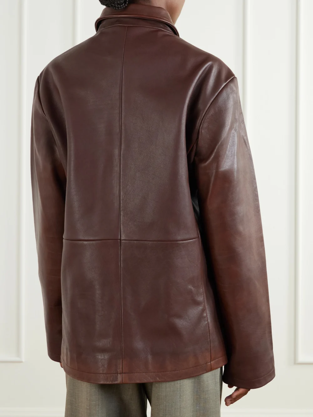 Back view of the Studio Nicholson Landau Leather Jacket