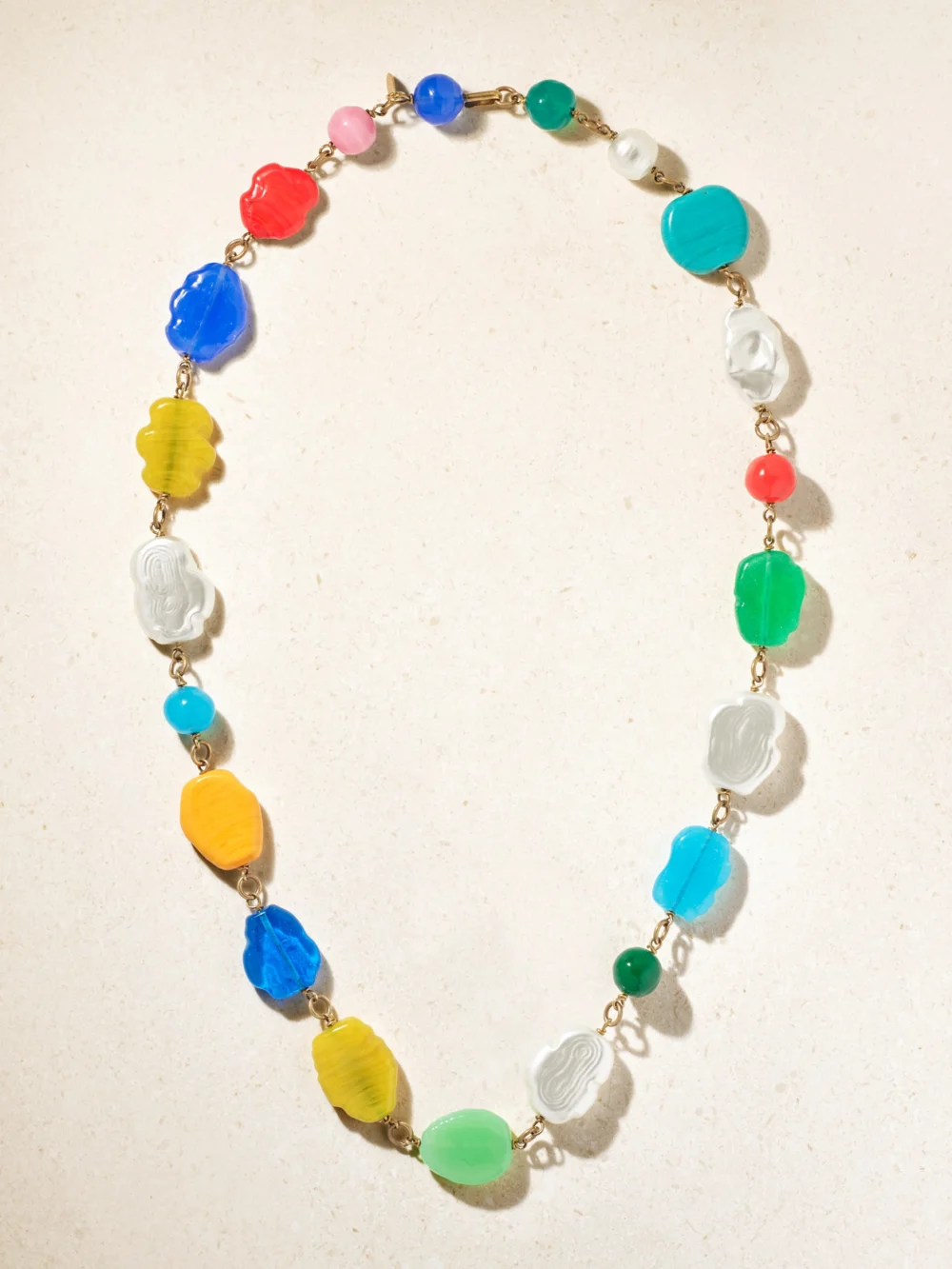 Susan Caplan Vintage + Chanel Vintage 1990s Gold-plated, Gripoix Glass and Pearl-effect Beaded Necklace in multi
