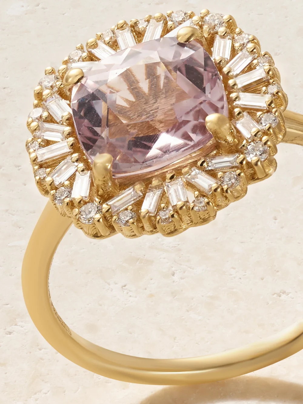 Close-up detail of the Suzanne Kalan 18-karat Gold, Sapphire and Diamond Ring