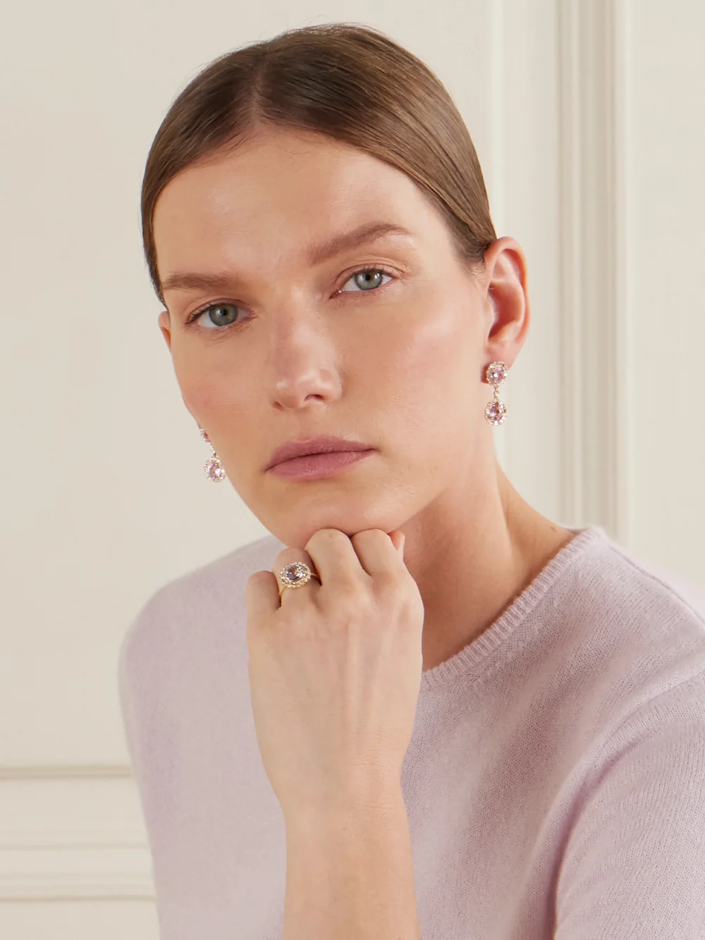 Suzanne Kalan 18-karat Gold, Sapphire and Diamond Ring, styled view