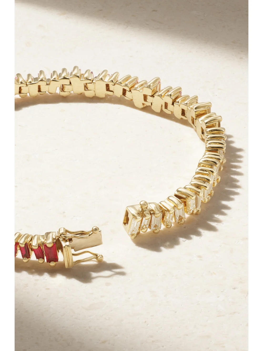 Back view of the Suzanne Kalan 18-karat Gold, Sapphire and Diamond Tennis Bracelet