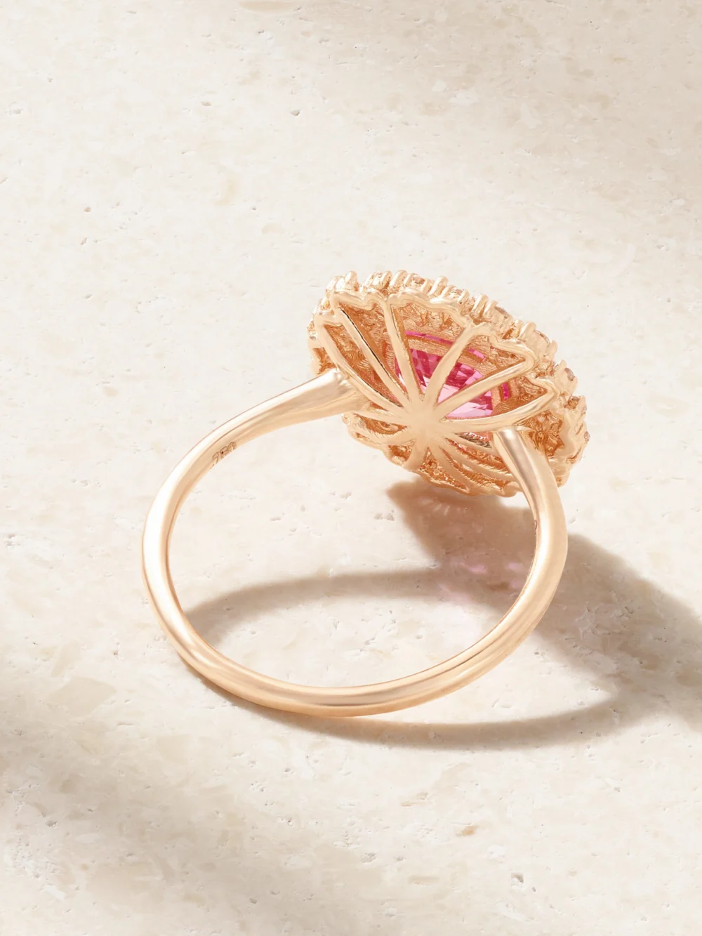 Back view of the Suzanne Kalan 18-karat Rose Gold, Sapphire and Diamond Ring
