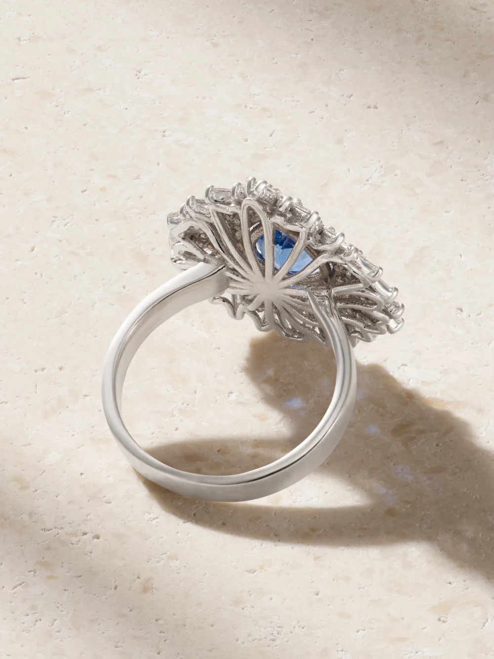 Back view of the Suzanne Kalan Ceylon 18-karat White Gold, Sapphire and Diamond Ring