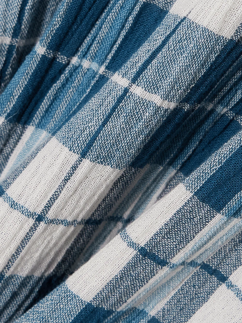 Close-up detail of the Suzie Kondi Elira Checked Cotton-gauze Wide-leg Pants