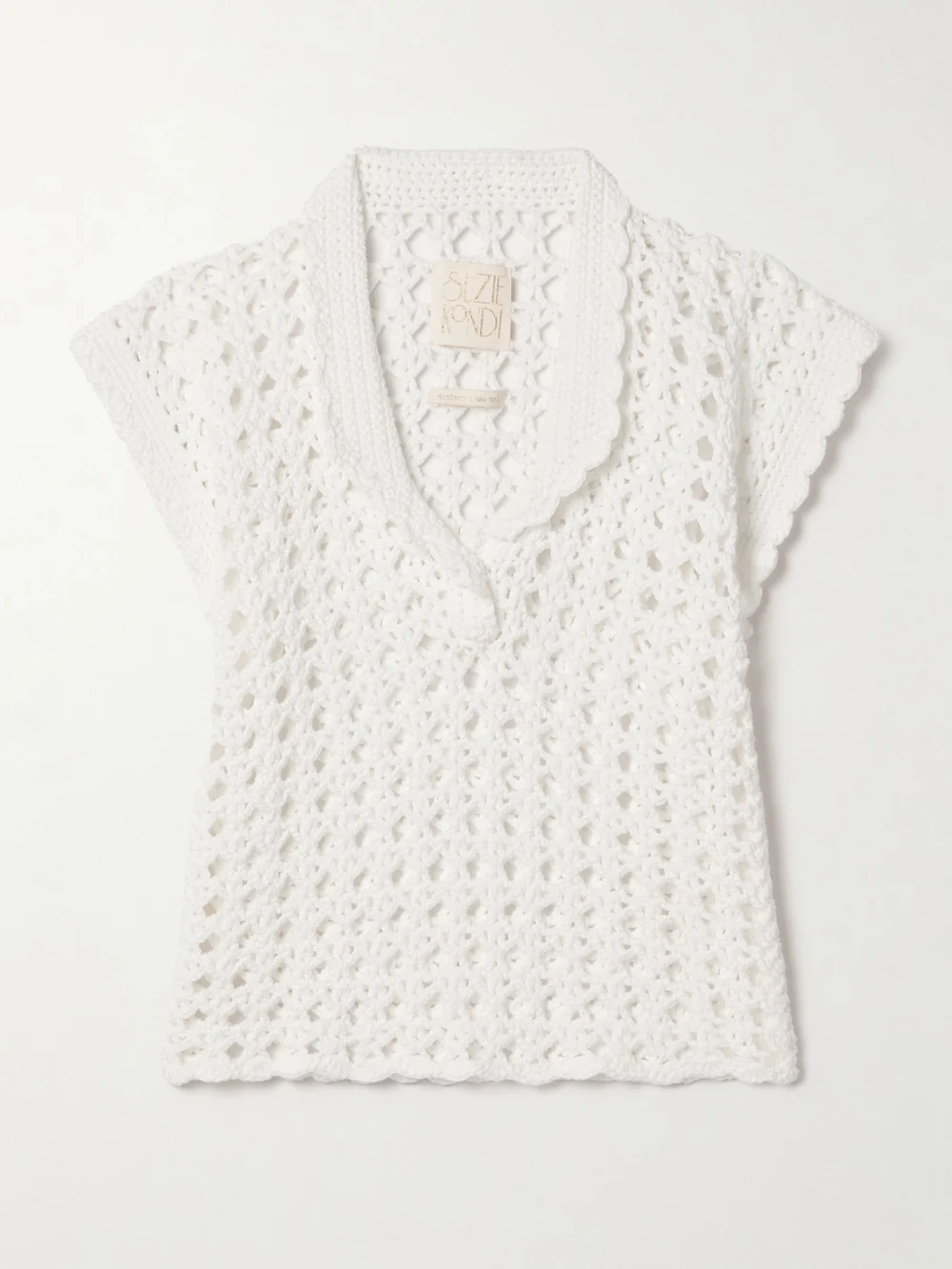 Suzie Kondi Iris Crocheted Cotton Top in white