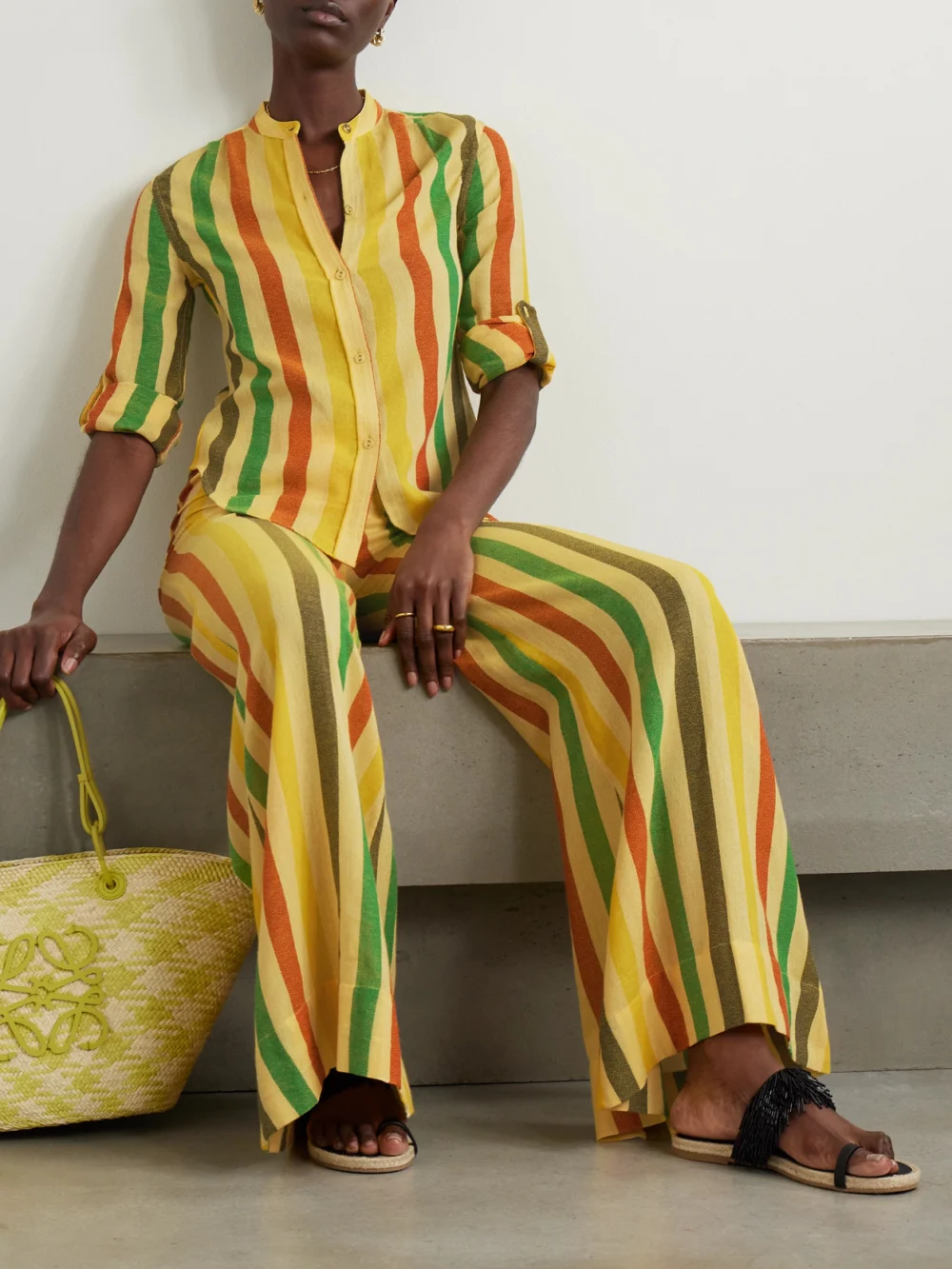 Suzie Kondi Koubi Striped Cotton-gauze Shirt, worn by a model