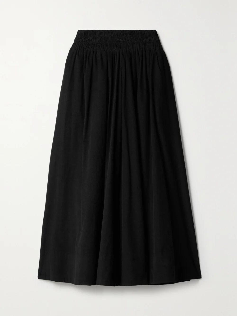 Suzie Kondi The Kyria Pleated Cotton-corduroy Midi Skirt in black