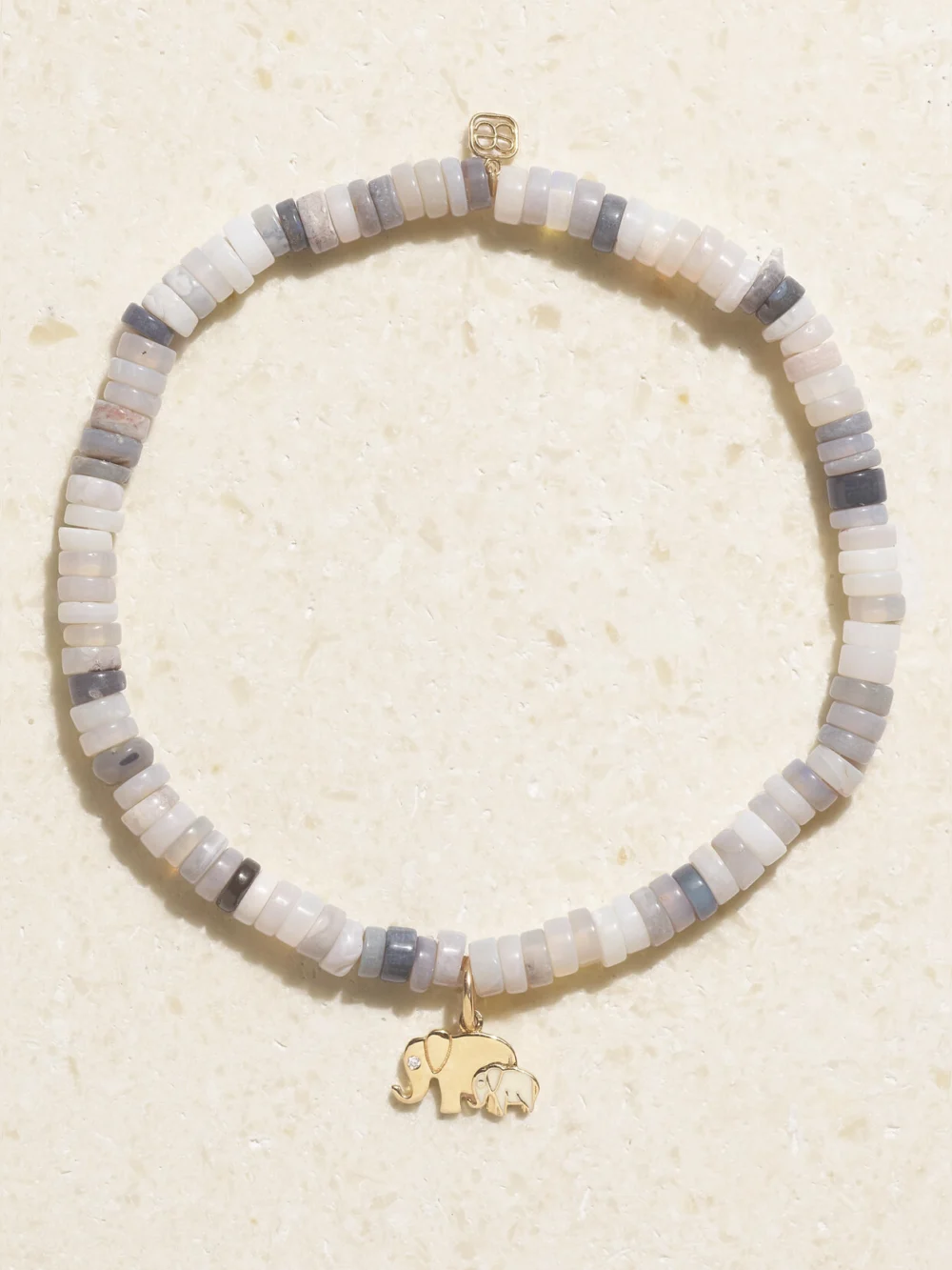 Sydney Evan Elephant Family 14-karat Gold, Enamel, Opal and Diamond Bracelet