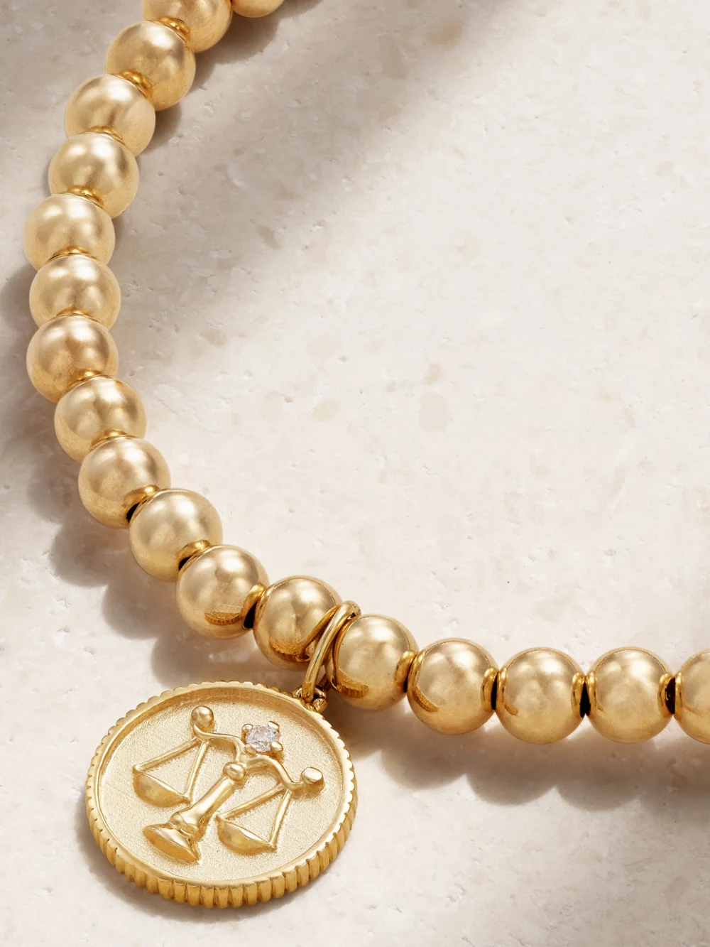 Close-up detail of the Sydney Evan Libra 14-karat Gold Diamond Bracelet