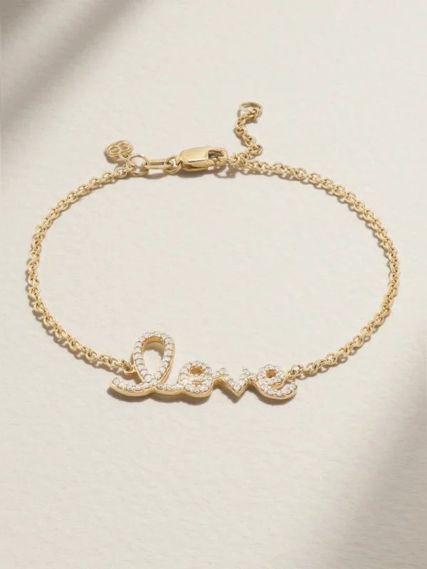 Sydney Evan Love Medium 14-karat Gold Diamond Bracelet