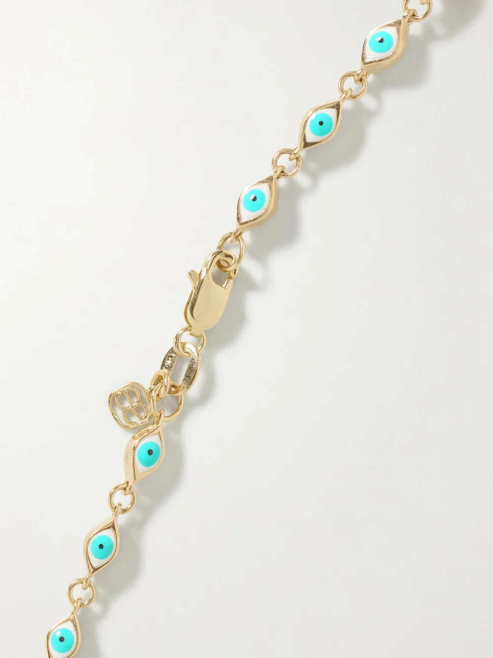 Back view of the Sydney Evan Mini Evil Eye 14-karat Gold and Enamel Bracelet