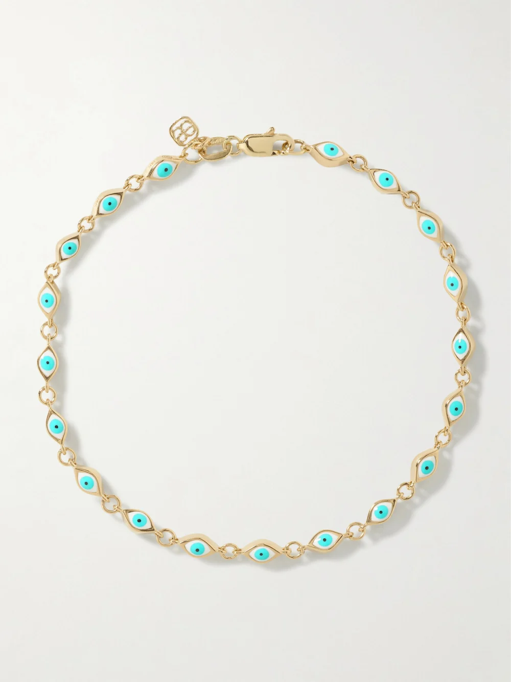 Sydney Evan Mini Evil Eye 14-karat Gold and Enamel Bracelet in turquoise