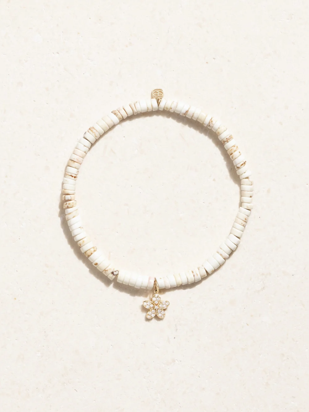 Sydney Evan Small Plumeria 14-karat Gold, Turquoise and Diamond Bracelet in white