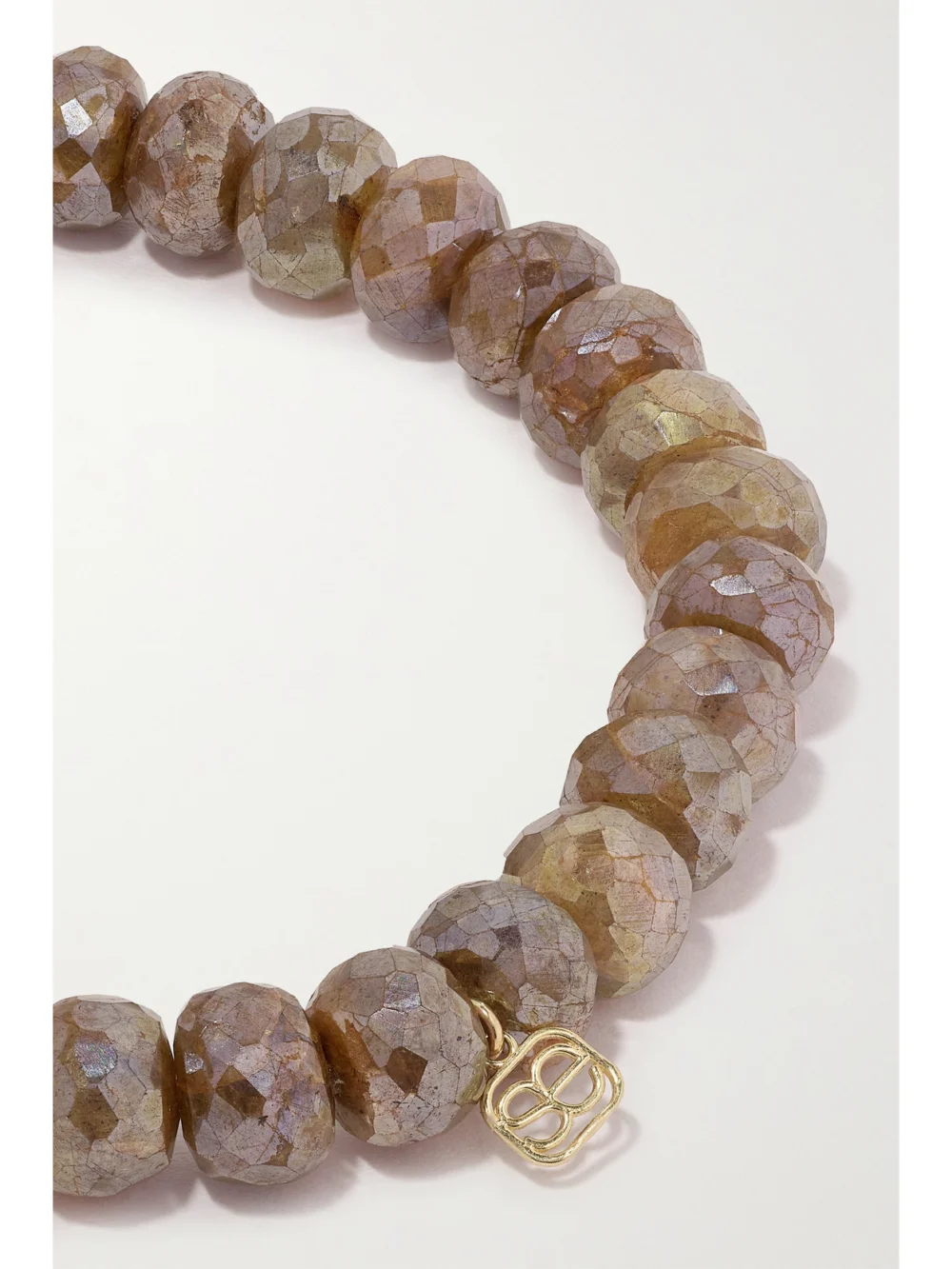 Back view of the Sydney Evan Tiny Feather 14-karat Gold, Labradorite and Diamond Bracelet