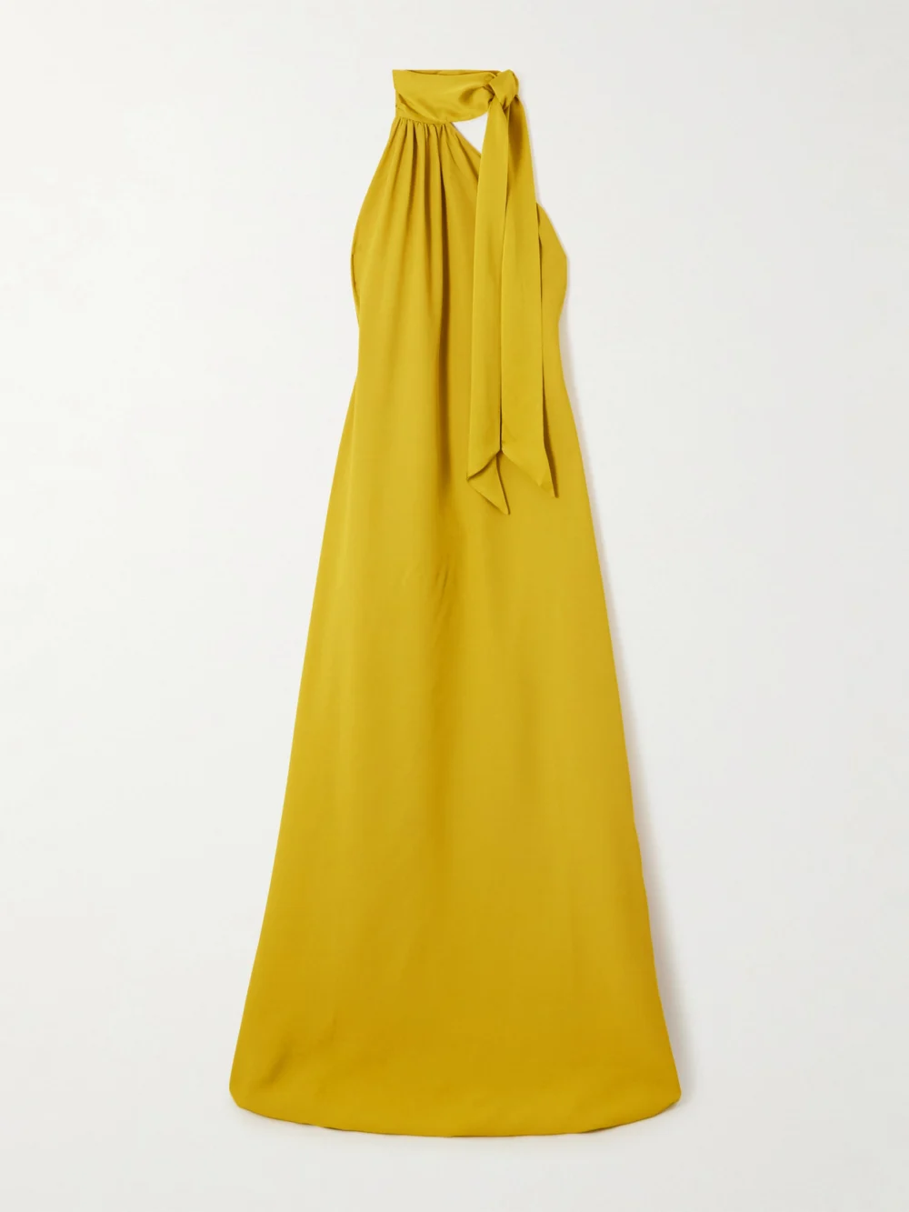 Taller Marmo One-shoulder Scarf-detailed Gathered Crepe-cady Gown in chartreuse
