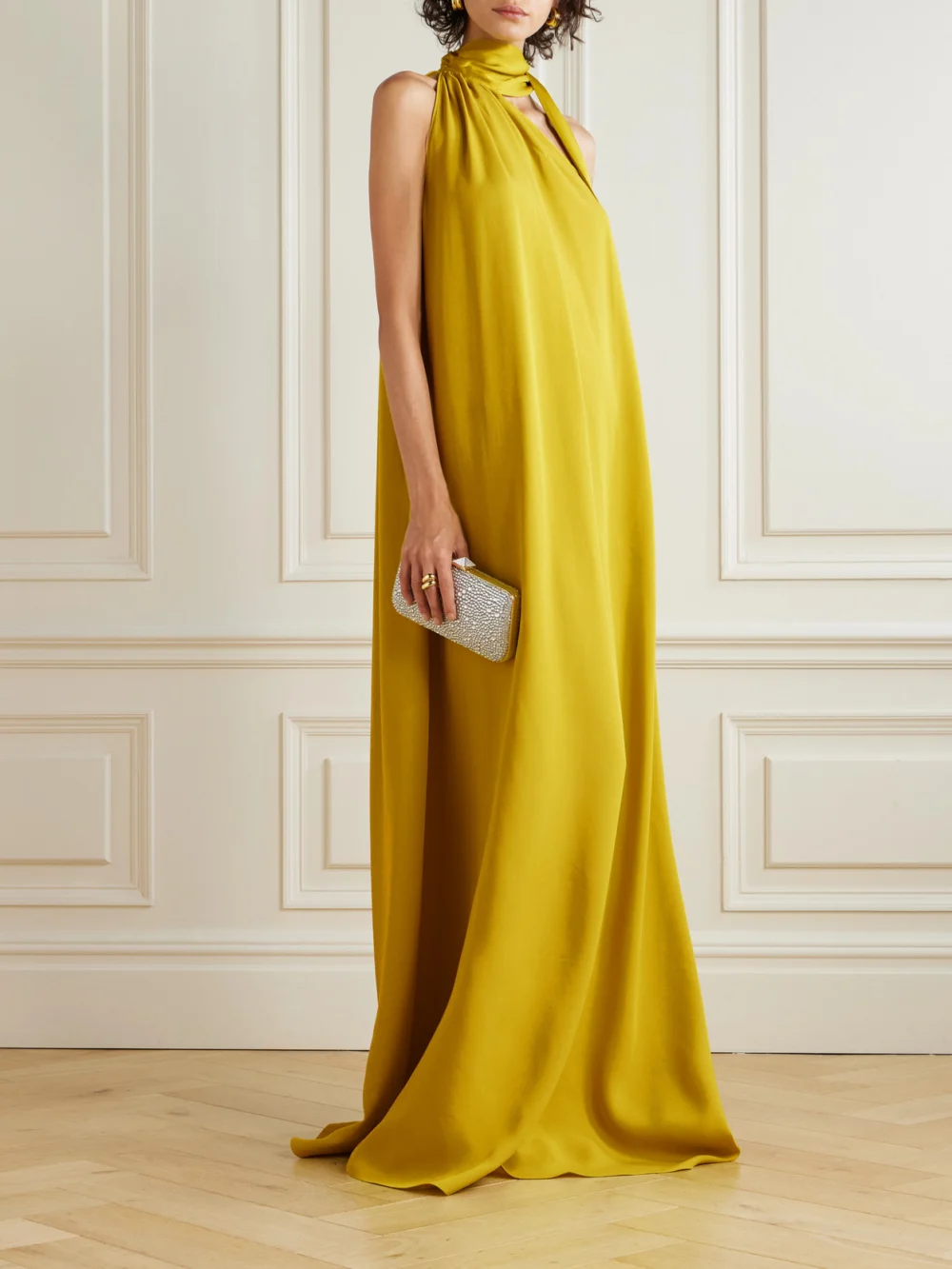 Taller Marmo One-shoulder Scarf-detailed Gathered Crepe-cady Gown, worn by a model