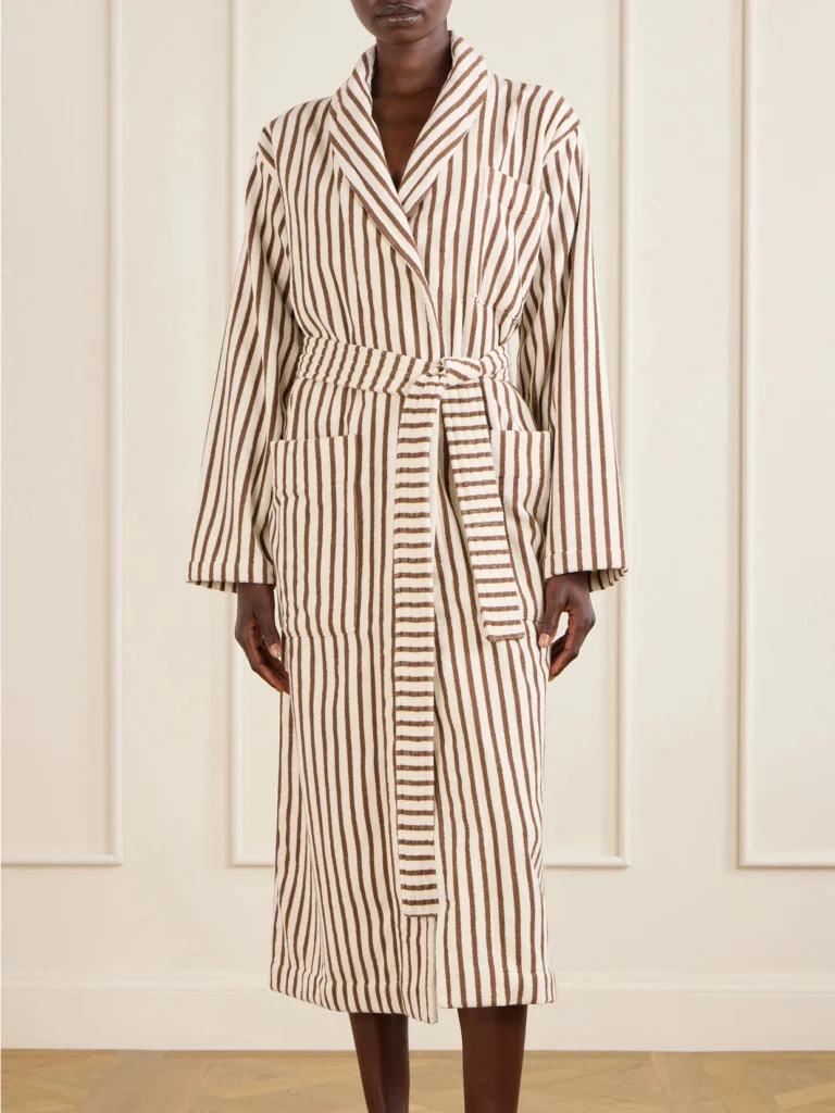 Tekla Belted Striped Organic Cotton-terry Robe