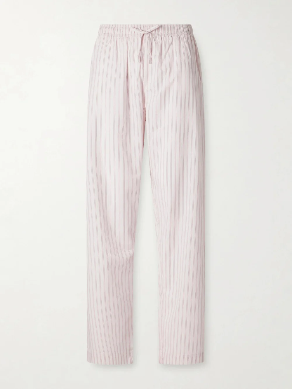 Tekla Striped Organic Cotton Pajama Pants in baby pink