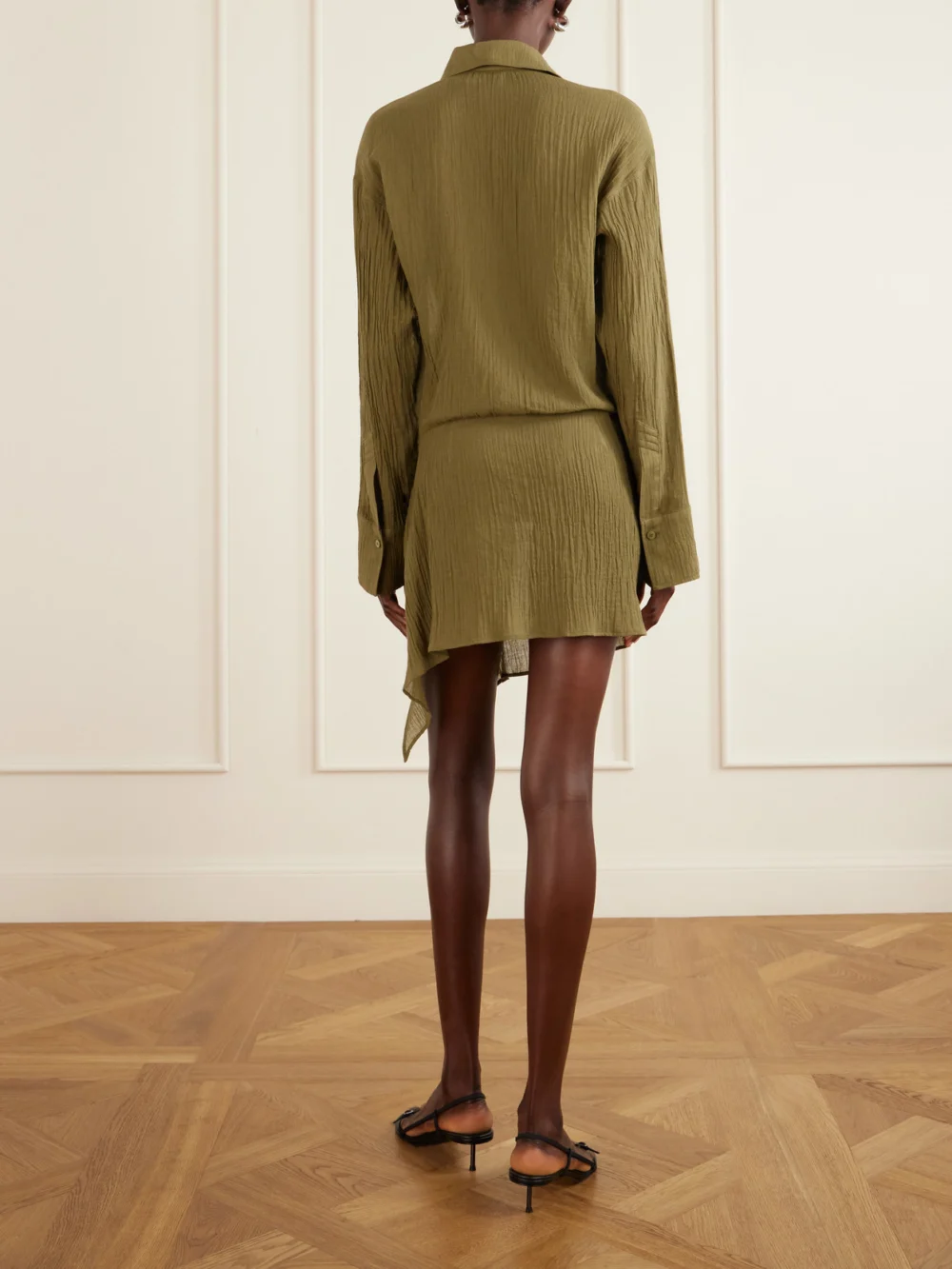 Back view of The Attico Asymmetric Cotton Mini Dress