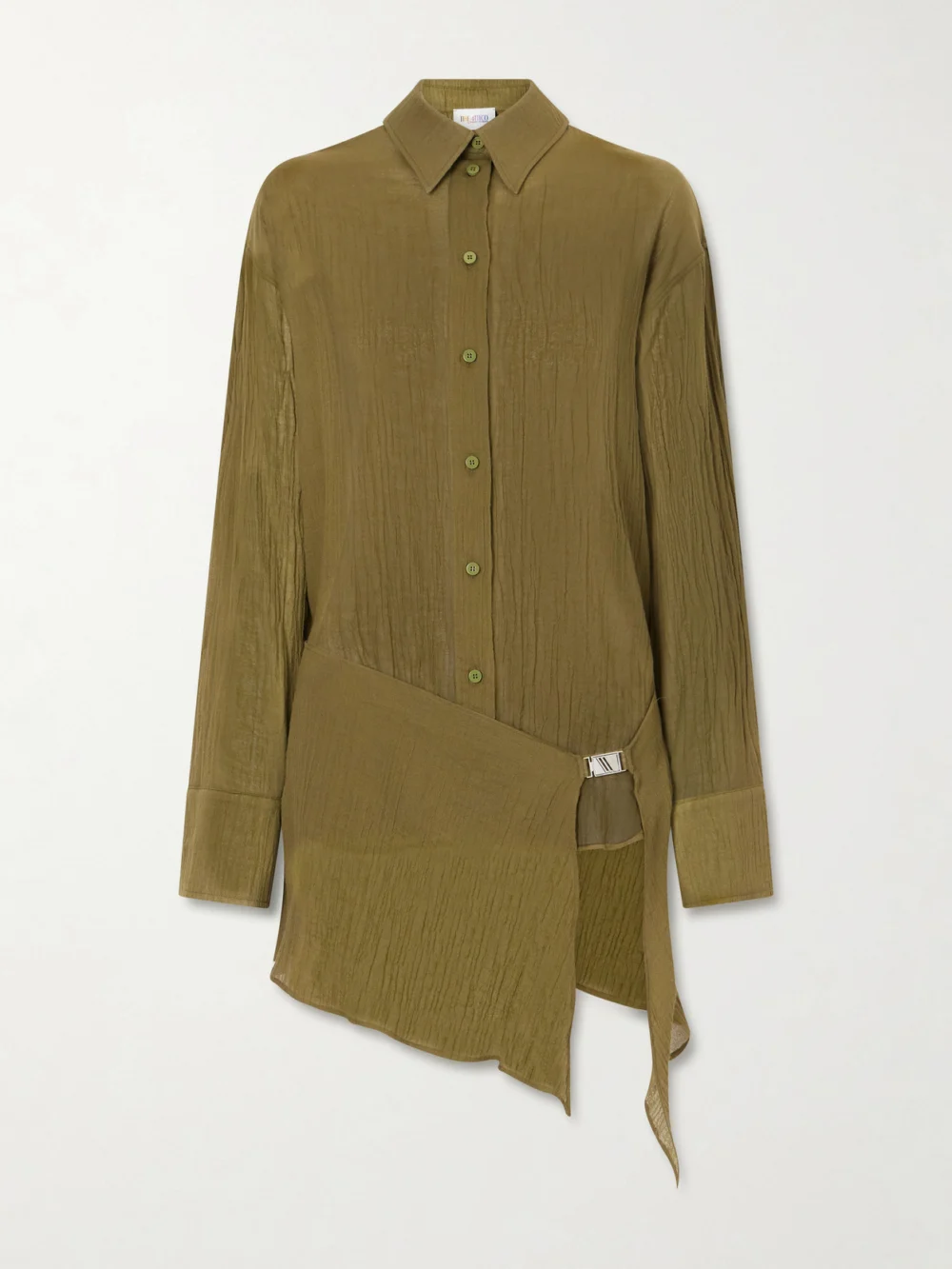 The Attico Asymmetric Cotton Mini Dress in green