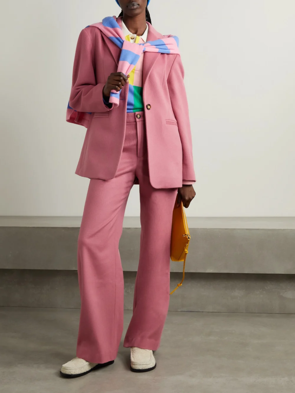 The Elder Statesman Cashmere and Wool-blend Blazer, worn by a model