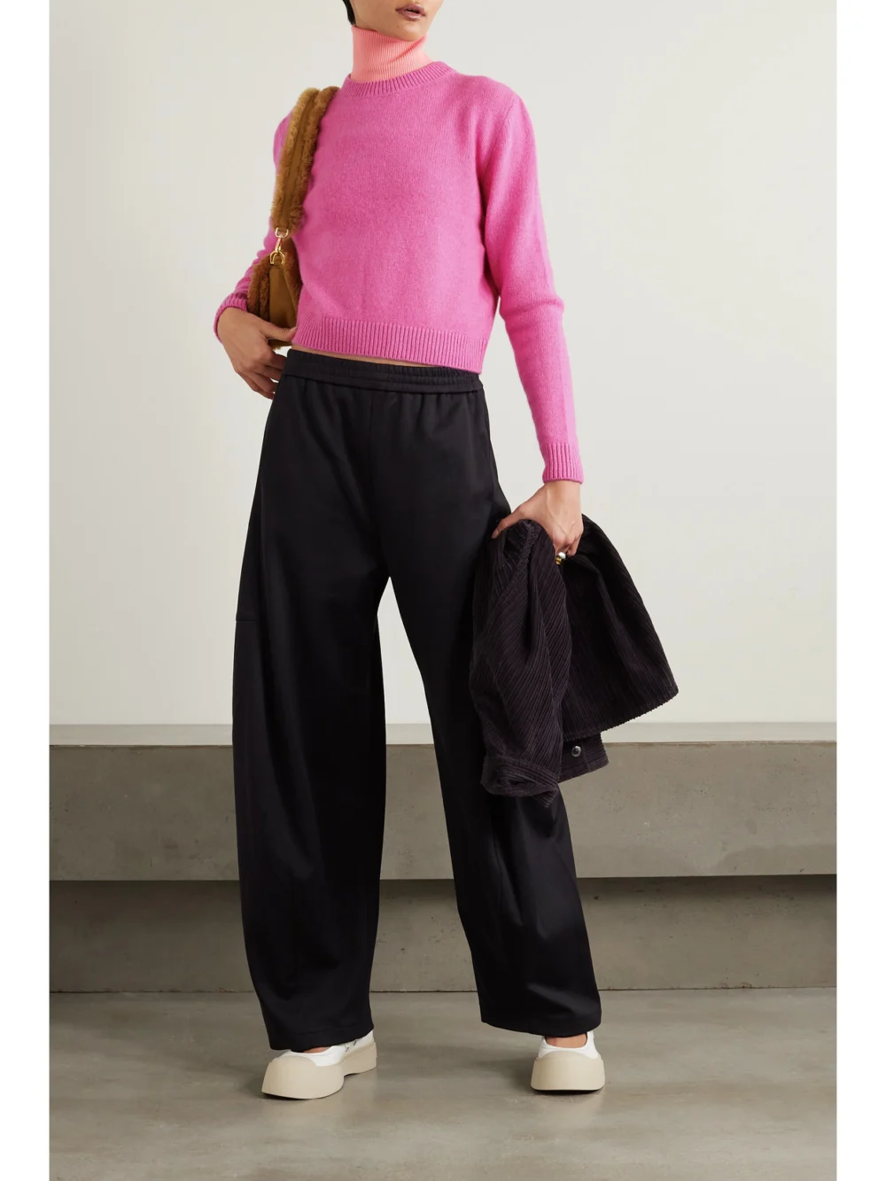 The Elder Statesman Cashmere Sweater, worn by a model