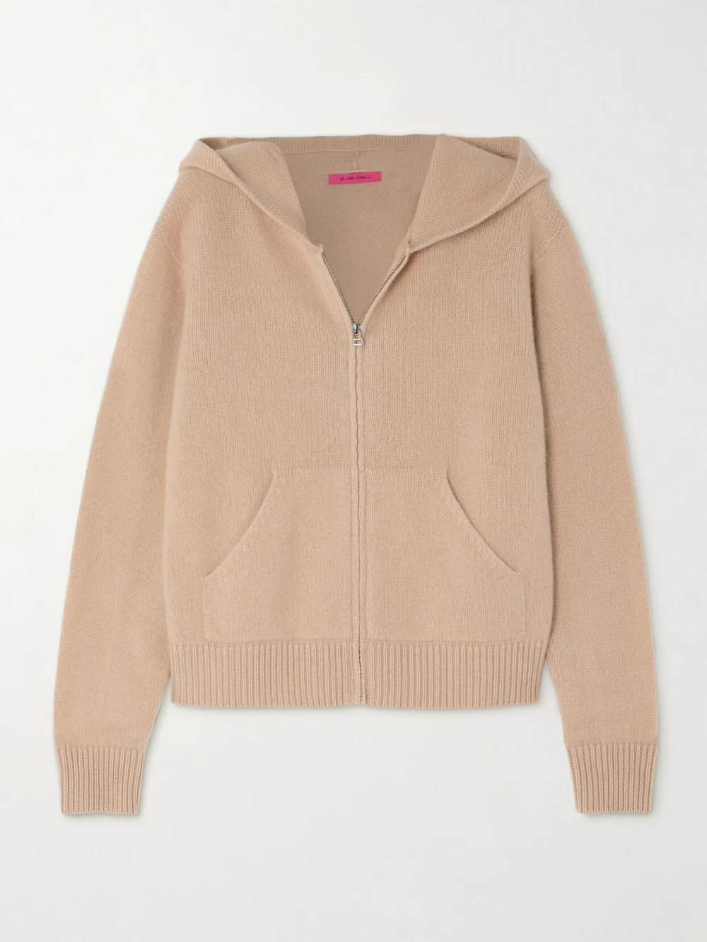 The Elder Statesman Cropped Cashmere Hoodie in beige