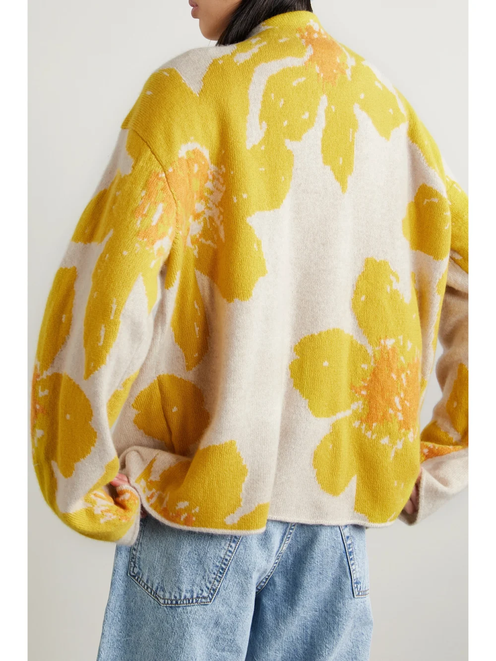 Back view of The Elder Statesman Oversized Intarsia Cashmere Cardigan