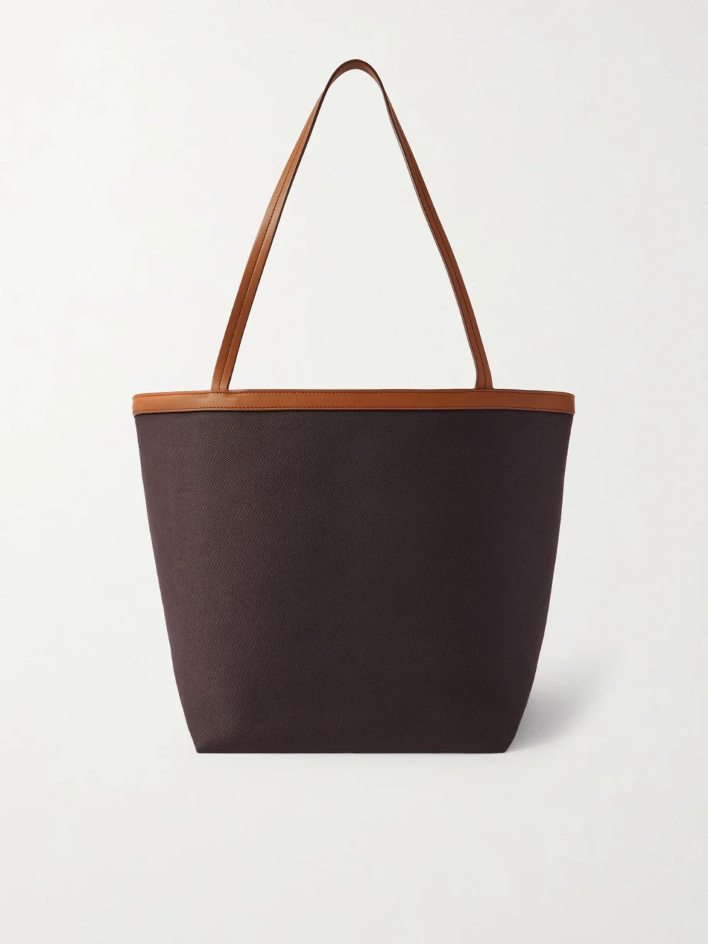 The Row Park Reversible Leather-trimmed Twill Tote in brown