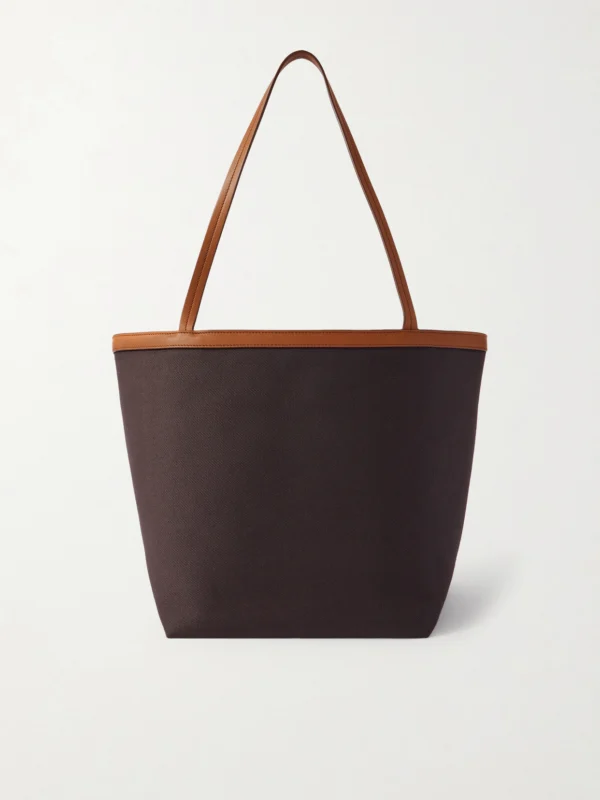 The Row Park Reversible Leather-trimmed Twill Tote