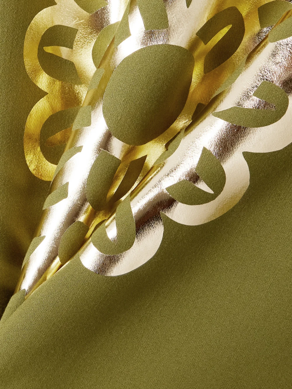 Close-up detail of the Themis Z Anthos Crepe Midi Dress
