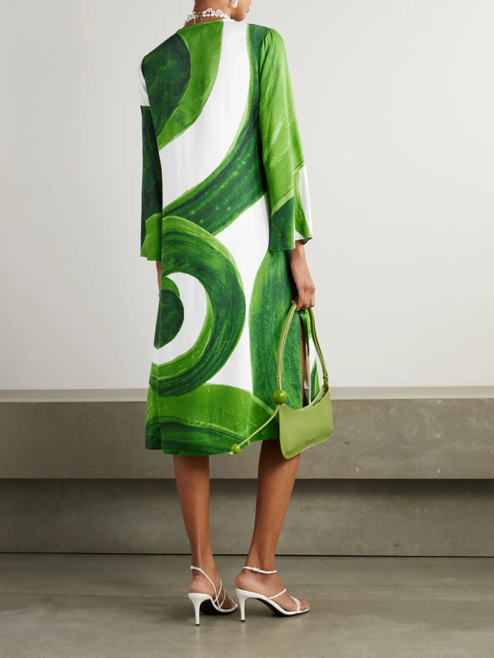 Back view of the Themis Z Artemis Chain-embellished Printed Jersey Midi Dress