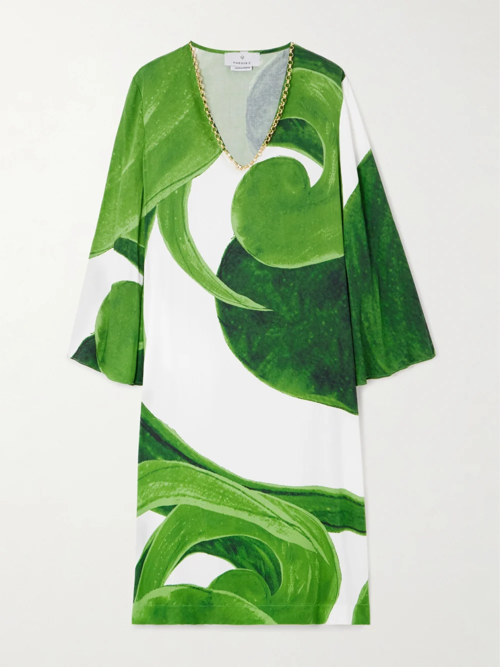 Themis Z Artemis Chain-embellished Printed Jersey Midi Dress in green