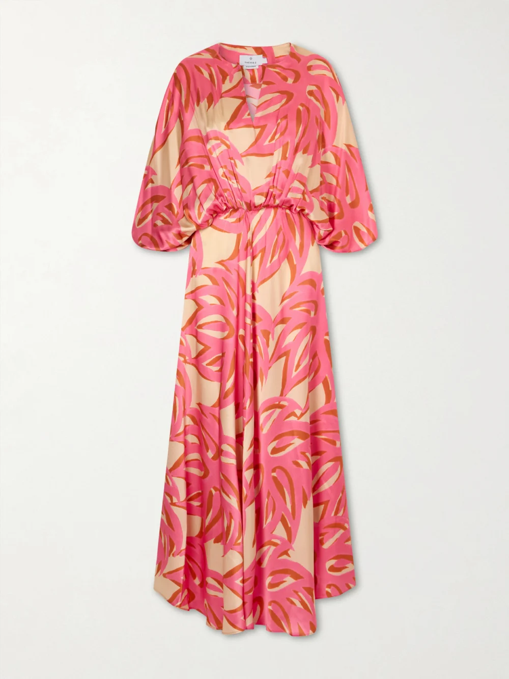 Themis Z Ismene Printed Silk-satin Maxi Dress in pink